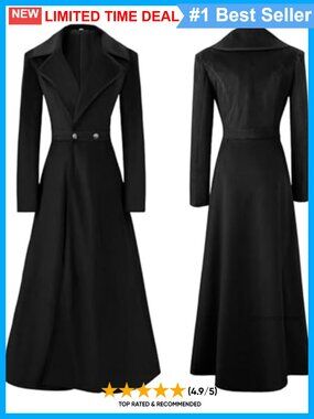 Victorian Steampunk Double Breasted Long Trench Coat Gothic Medieval
